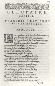 Pagina del titolo di Cleopatre Captive, di Etienne Jodelle (1532-73) 1574 da French School
